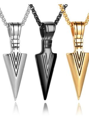 Stainless Steel Hip Hop Ear Accessories Vintage Arrow Pendant Sweater Chain Necklace Personalized Spearhead Accessories