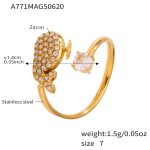 color: A771-Gold Dolphin 5A Zircon Ring / size: US 7