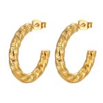color: Starry Pave Wire C Shape Earrings Gold MS-331