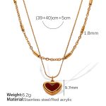 color: TPXL78G Red Acrylic Gold Necklace