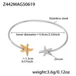 color: Z442-Two-tone Gold Starfish 5A Zircon Bangle