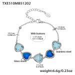 color: TXE510-Mixed Blue Faceted Stone Steel Color Bracelet 16.5+5cm