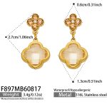 color: F897-Champagne Glass Stone Gold Earrings