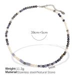 color: XL303 Mixed Colors Natural Stone Silver Necklace