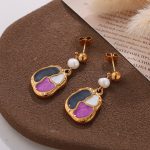 Color Matching Fresh Water Pearl Earrings Light Luxury Earring with Same Kind Women