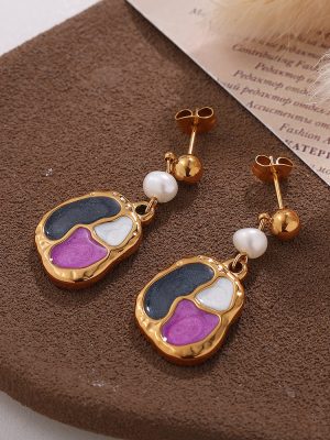 Color Matching Fresh Water Pearl Earrings Light Luxury Earring with Same Kind Women