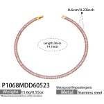 color: P1068-Purple Zircon Necklace -36cm