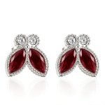 color: 1 Pair Red Color Stud Earrings Steel Color