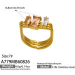 color: A779-Champagne Color Cube Zircon Gold Ring / size: US 7