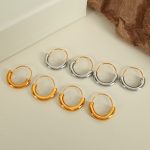 Gold Metal Color Earrings Geometric round Semicircle Ear Clip Stainless Steel Plated 18K Gold Ear Ornament
