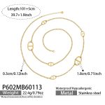 color: P602-Gold Necklace 101+5cm