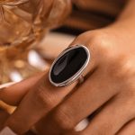 color: A948-Silver Oval Enamel Ring / size: US 7