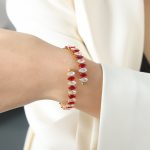 color: Z233-Red Zircon Gold Bangle