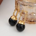New Personalized All-Match Exaggerated Design Stainless Steel Gold-Plated Inlaid Colorful Beads round Beads Pendant Earrings Jewelry Female