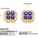 color: TXF599-B Style Blue Zircon Gold Earrings