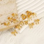 All-Match High-Grade Bow Gold-Plated Stainless Steel Studs Women's Exquisite Ornament