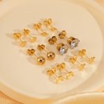 All-Match Suit Stud Earrings Simple Mini 18 Gold Plated Women's Stainless Steel Earrings Small