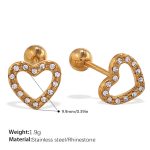 color: EH943WEG White Rhinestone Gold Stud Earrings