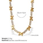 color: XL486WEG White Rhinestone Gold Necklace