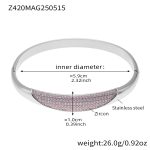 color: Z420-Steel Color Pink Zircon Bangle