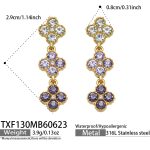 color: TXF130-Purple Zircon Gold Earrings
