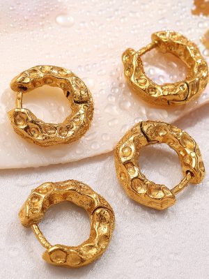 Stainless Steel Lava Ear Clip 18K Gold Concave-Convex Earrings Earrings