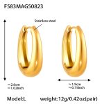 color: F583-Gold U Shape Earrings -L-12mm