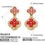 color: TXF599-A Style Red Zircon Gold Earrings