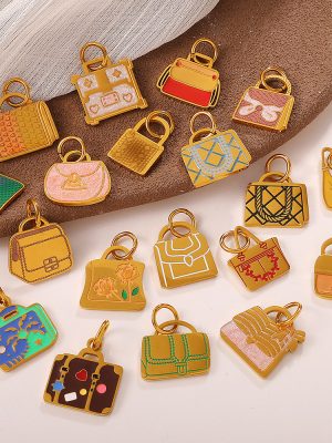 Versatile Creative Colorful Bag Pendant Stainless Steel Oil Dripping DIY Bracelet Necklace Accessories