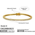 color: E402-White Zircon Gold Bracelet -19cm