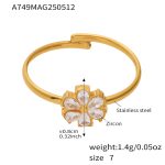 color: A749-Gold Drop Flower 5A Zircon Ring / size: US 7