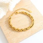 High-Grade Thick Chain Bracelet Female Stainless Steel Jewelry 18K Gold Plating Ring Buckle Hip Hop Ear Accessories