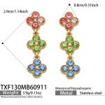 color: TXF130-Multicolor Zircon Gold Earrings