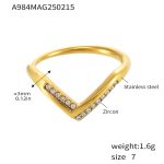 color: A984-Gold White Zircon Ring / size: Adjustable US 7