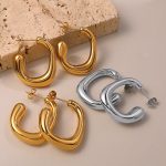 20025 French Style New Stainless Steel G-Shaped Gold-Plated Geometric Earrings Exaggerating Unique Earrings Design