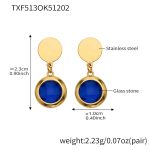color: TXF513-Blue Color Faceted Stone Gold Earrings