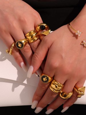 Color Matching Ring Stainless Steel Non-Fading Jewelry Light Luxury Advanced Ring Ornament Ring
