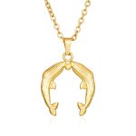color: Gold MS-541 Double Dolphins Necklace