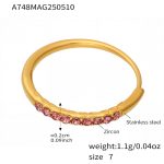 color: A748-Gold 5A Pink Zircon Open Ring / size: US 7