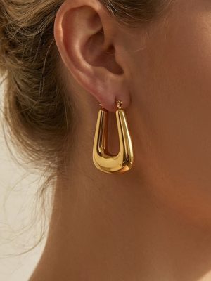Geometric Ear Clip Cold Earrings Chic Unique Design Stainless Steel Elegant Earrings Earrings
