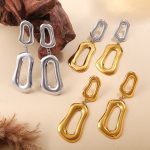 Geometric Irregular Ring Commuter Earrings Stainless Steel 18K Gold Plating Senior Ornament Women