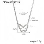 color: P190-Steel Color White Zircon Necklace 40+5cm