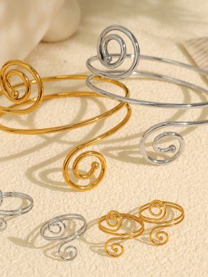 New Refined and Simple Design Bracelet Hoop round Gold Hoop National Fashion Bracelet High-End Jewelry