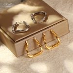 INS Elegant Stainless Steel Earrings Mild Luxury Retro Triangle Creative Smart Irregular