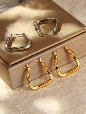 INS Elegant Stainless Steel Earrings Mild Luxury Retro Triangle Creative Smart Irregular
