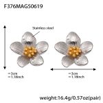 color: F376-Two-tone Gold Sunflower Earrings