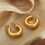 New Advanced Stainless Steel Gold-Plated U-Shaped Geometric Earrings Simple Wild Earrings Ornament Women