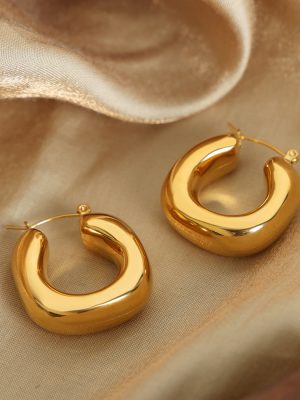 New Advanced Stainless Steel Gold-Plated U-Shaped Geometric Earrings Simple Wild Earrings Ornament Women