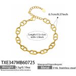 color: TXE347-Box Link Chain Gold Bracelet -17.5+5cm