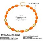 color: TXP604-Champagne Color Resin Gold Necklace -44.5+5cm